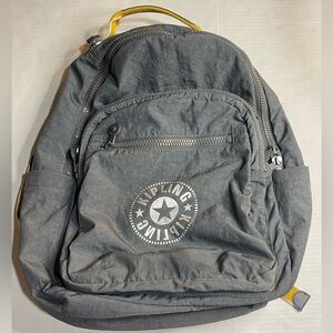 KIPLING LARGE SEOUL BACKPACK  LAPTOP GRAY AND YELLOW ACCENT TRAVEL HIKING WORK